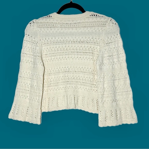 NWT Madewell Scalloped-Trim Open Knit Sweater Tee in Sand, Size XXS - Picture 8 of 15